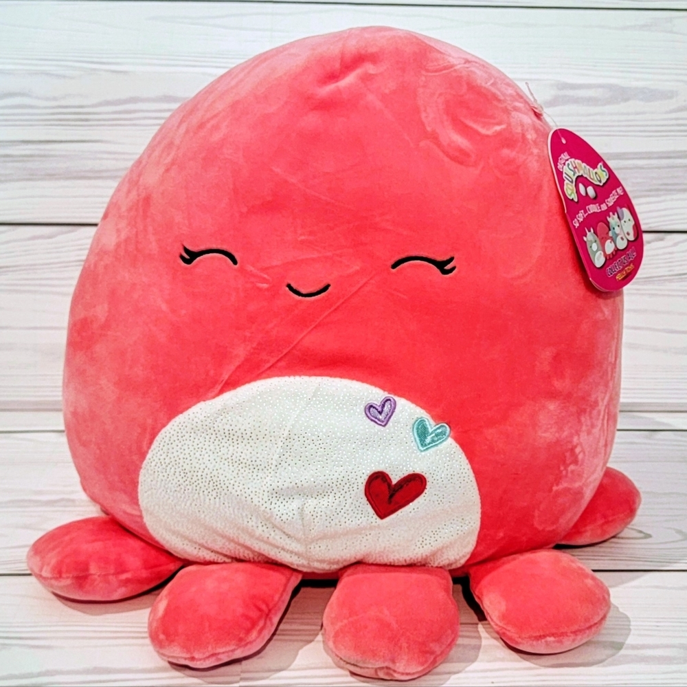 NWT Cute Squishmallows Pink Octopus Plush Toy Named Abby